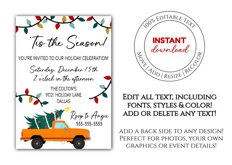 Christmas Party Invitation Template - Digital & Printable