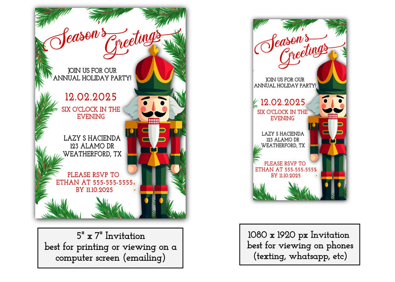 Christmas Party Invitation Template - Digital & Printable