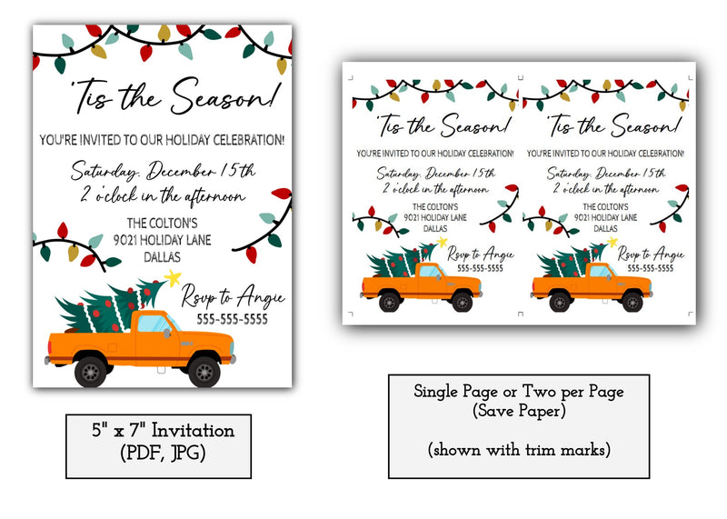 Christmas Party Invitation Template - Digital & Printable