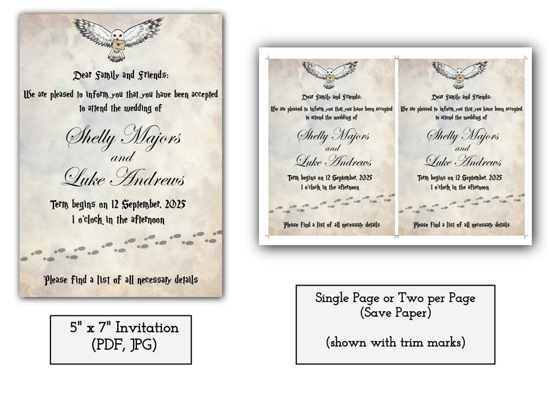 Magical Harry Potter Wedding Invitation Template - Printable & Digital
