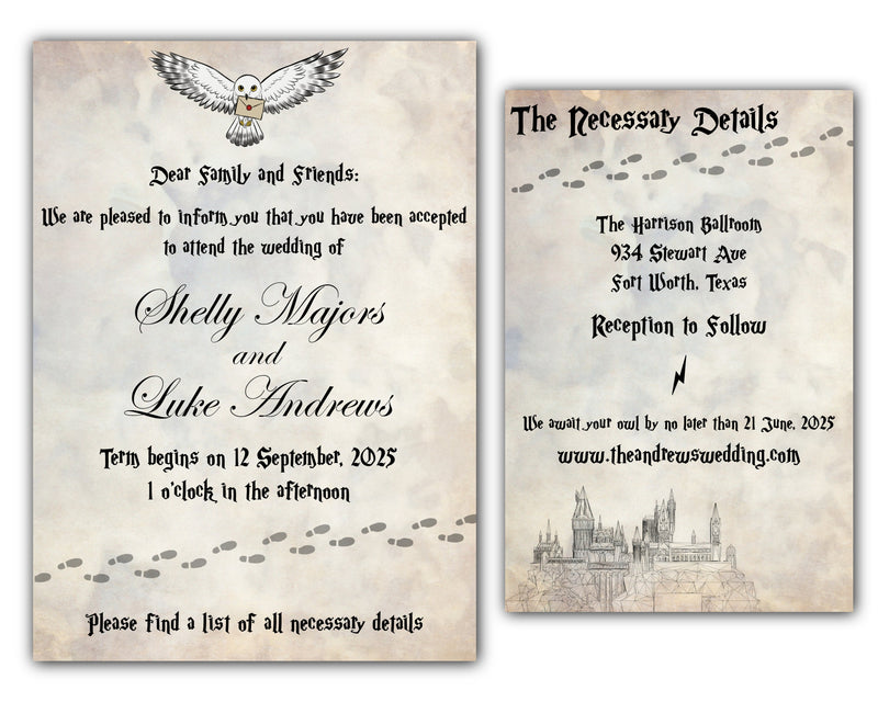Magical Harry Potter Wedding Invitation Template - Printable & Digital