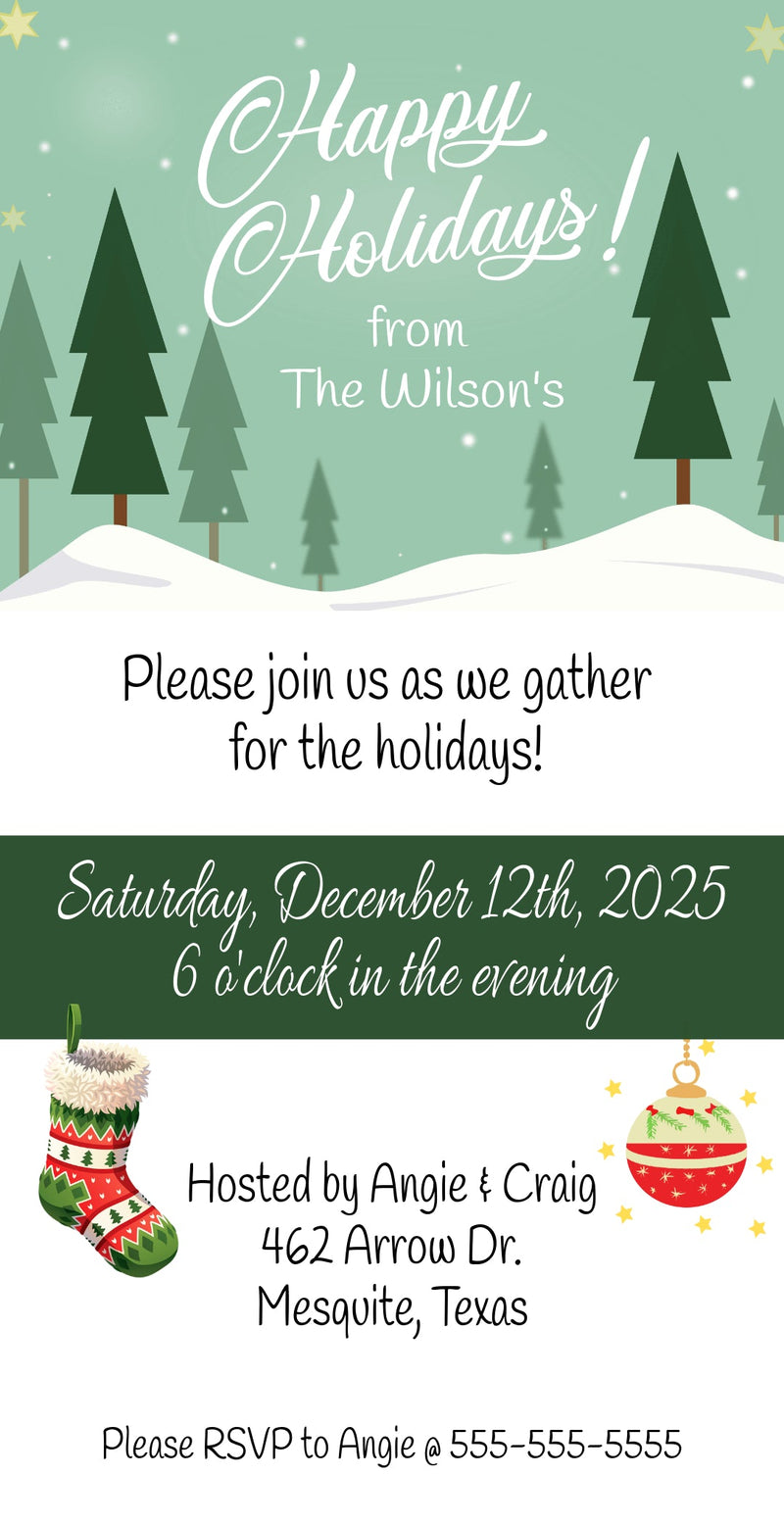 Happy Holidays Christmas Party Invitation Template - Digital & Printable